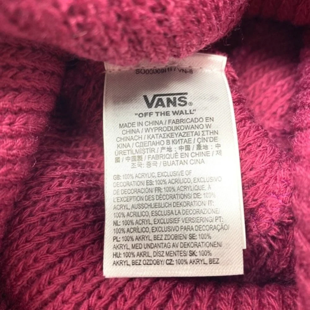 VANS Core Basics Beanie Raspberry Radiance Knit Unisex Cuffed Cap VN000K9Y6ZW